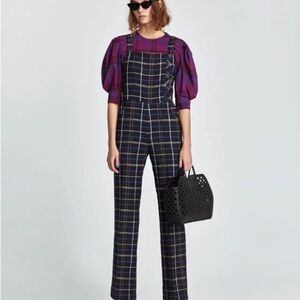Zara Premium Plaid Pinafore Jumpsuit | Tailored Academic Chic